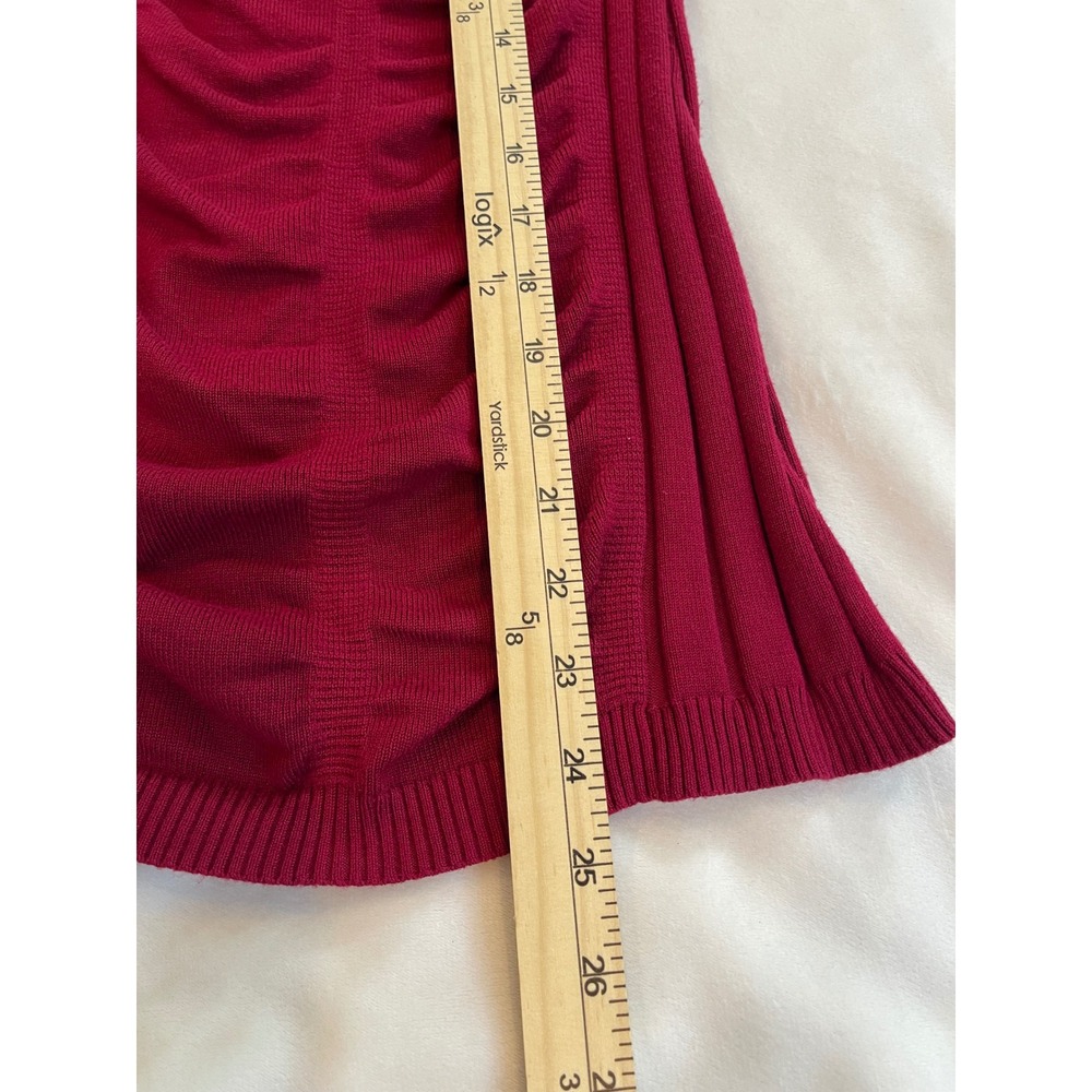 Its Our Time Magenta Pink Ruched V-Neck Ribbed Short Sleeve Sweater Top Small - Picture 4 of 9